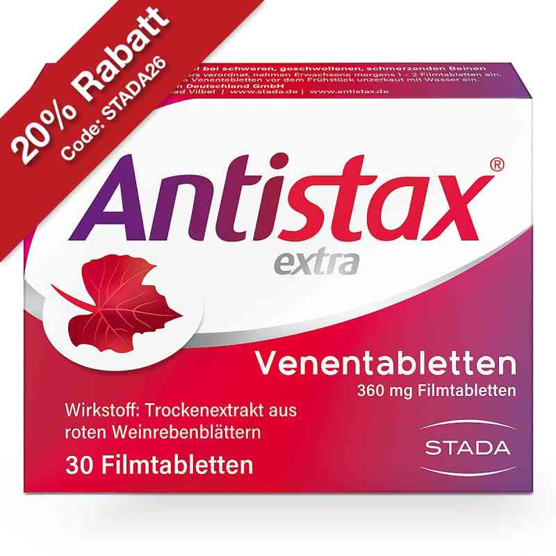 Antistax® extra Venentabletten bei Venenschwäche 30 stk von STADA Consumer Health Deutschland GmbH PZN 00002312