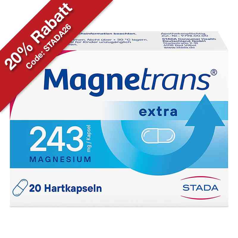 Magnetrans extra 243mg Magnesium Hartkapsel 20 stk von STADA Consumer Health Deutschland GmbH PZN 04192999