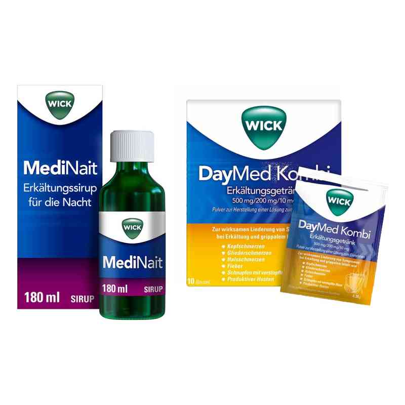 Wick MediNait Erkältungssirup für die Nacht 180 ml + Wick DayMed Kombi  Erkältungsgetränk 10 stk 1 stk