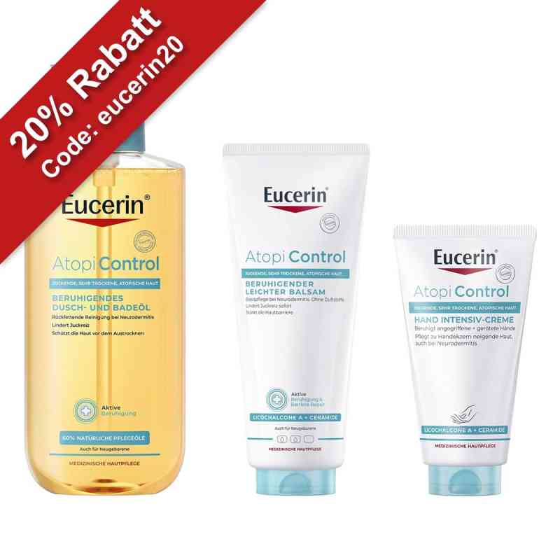 Eucerin® Dusch-und Badeöl + Leichter Balsam + Hand Creme 1 Set von  PZN 08108419