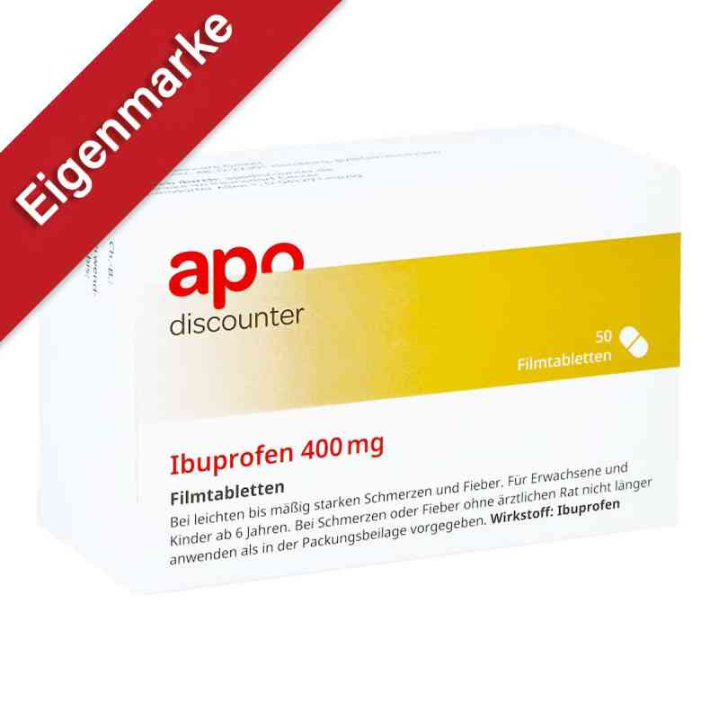 Ibuprofen 400 mg von apo-discounter Schmerztabletten 50 stk von Fairmed Healthcare GmbH PZN 16124081
