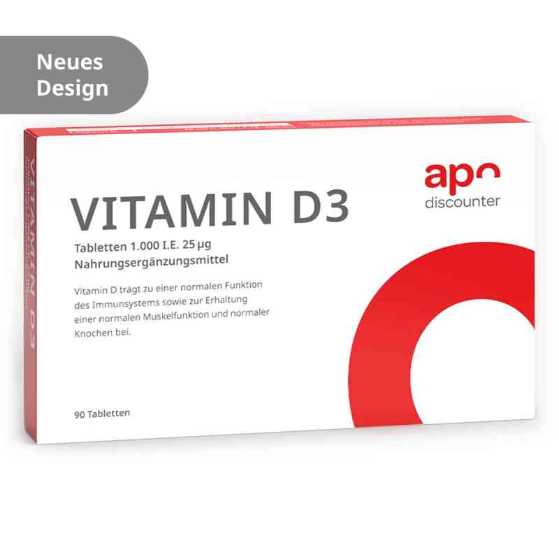 Vitamin D3 Tabletten 1000 I.E. 25 mcg von apodiscounter 90 stk von apo.com Group GmbH PZN 16511027