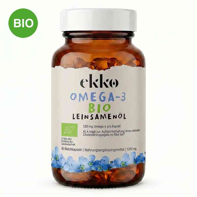Bio Leinsamenöl 1000 mg Omega-3 Weichkapseln 90 stk von UAB Ekko LT PZN 20610427