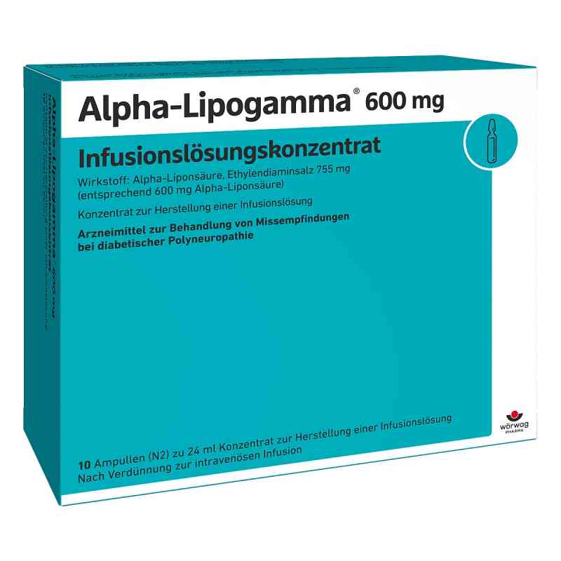 Alpha Lipogamma 600 mg Infusionslösungskonzentrat 10X24 ml von Wörwag Pharma GmbH & Co. KG PZN 02757339