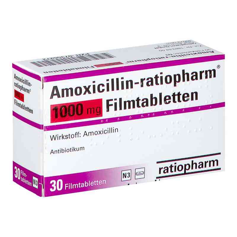 Amoxicillin-ratiopharm 1000mg 30 stk von ratiopharm GmbH PZN 07356272
