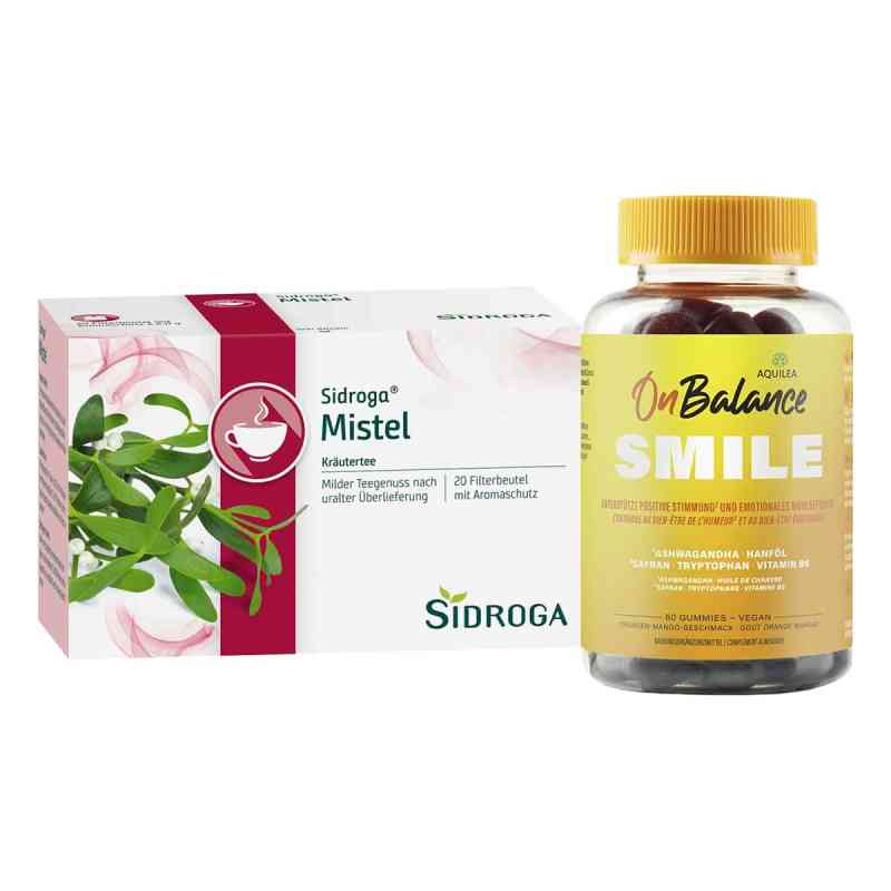 Aquilea Onbalance Smile Gummies + Sidroga Mistel Tee 1 Set von Uriach Germany GmbH PZN 08107420