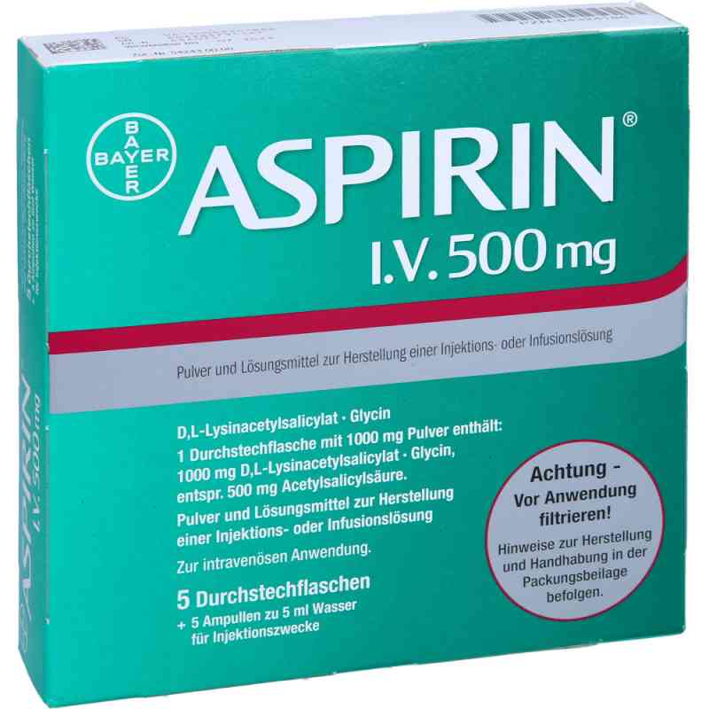 Aspirin intravenös 500 mg Plv.+lösm.z.h.e.inj./inf.-lsg 5 stk