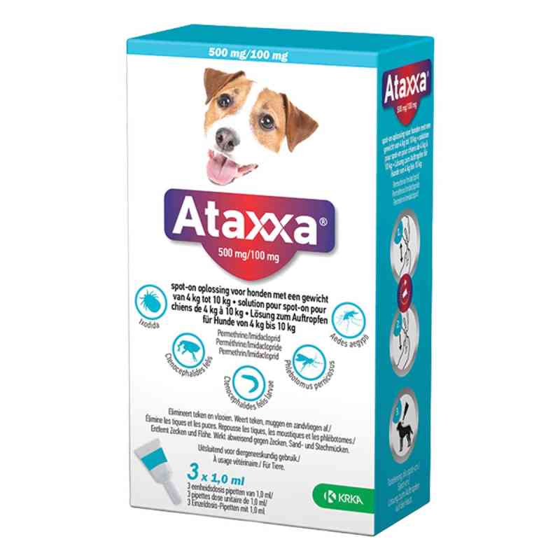 Ataxxa 500 mg/100 mg Lösung zum Auftropfen für Hunde von 4-10 kg 3 stk von TAD Pharma GmbH PZN 17855220