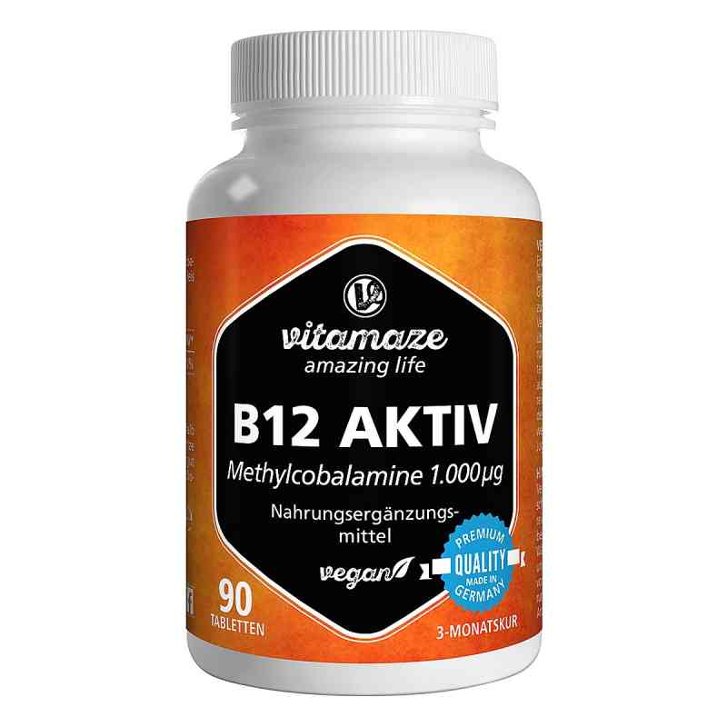 B12 Aktiv 1.000 [my]g vegan Tabletten 90 stk von Vitamaze GmbH PZN 15198887