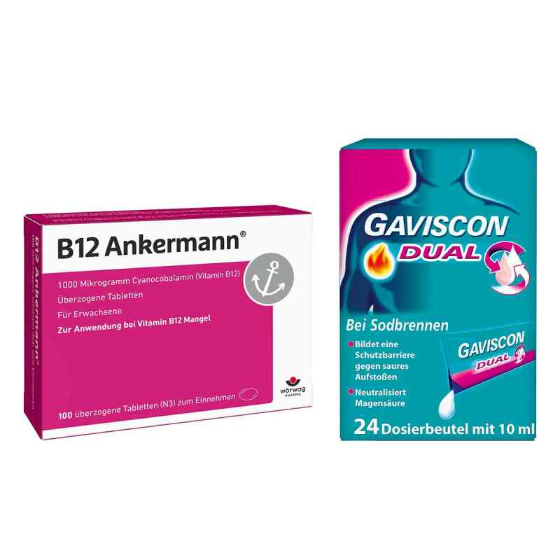 B12 Ankermann überzogene Tabletten + Gaviscon Dual 500mg/213mg/3 1 Set von  PZN 08105430