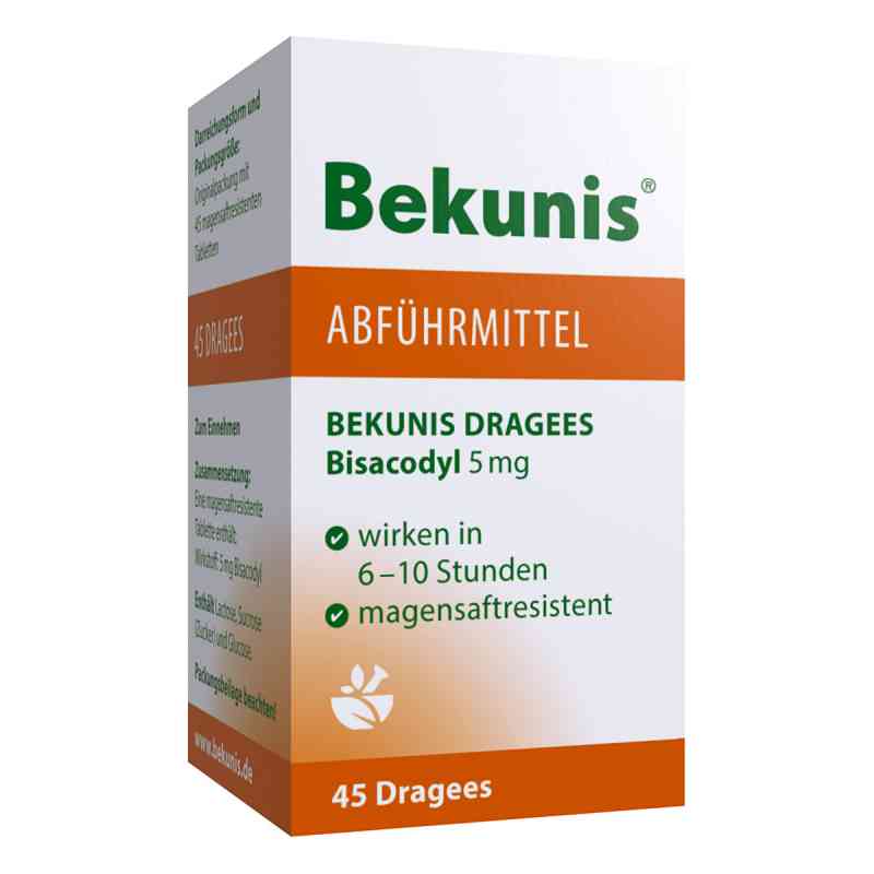Bekunis Dragees Bisacodyl 5mg 45 stk von Hansa Naturheilmittel GmbH PZN 04512010