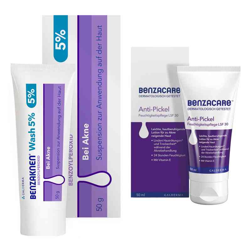 Benzaknen Wash 5% + Benzacare Anti-Pickel Feuchtigkeitspflege 1 Set von Galderma Laboratorium GmbH PZN 08105151