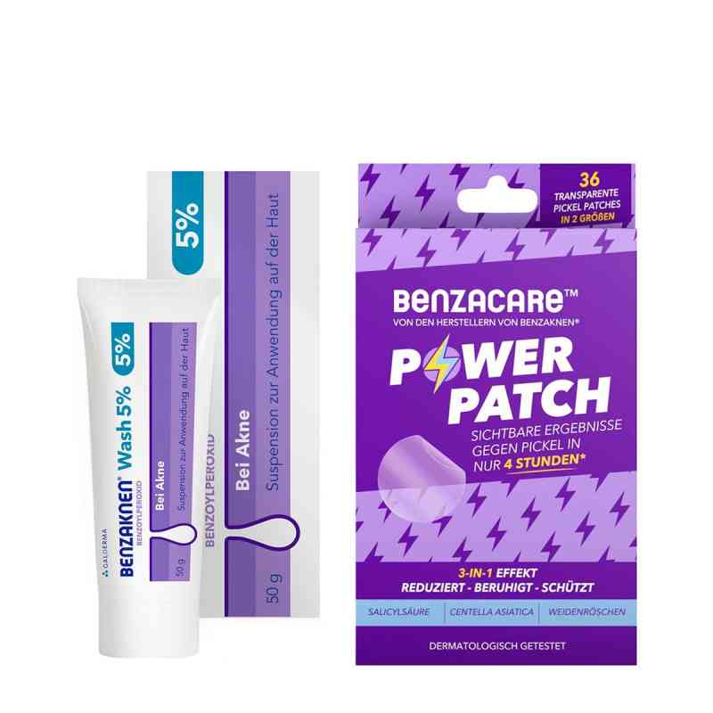 Benzaknen Wash 5% + Benzacare Power Patch gegen Pickel 1 Set von Galderma Laboratorium GmbH PZN 08105152