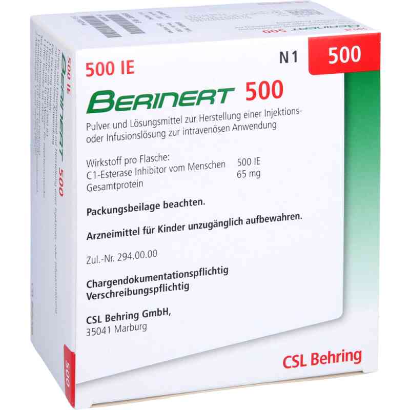 Berinert 500 I.e. Plv.u.lsm.z.h.e.inj.-/inf.-lsg. 1 stk von CSL Behring GmbH PZN 09390296