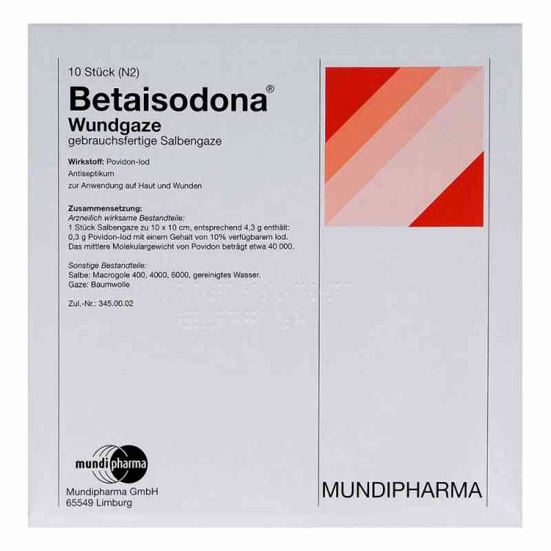 Betaisodona Wundgaze 10x10 cm 10 stk von MUNDIPHARMA GmbH PZN 02754594