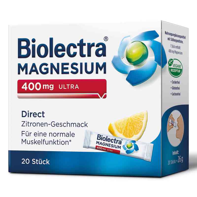 Biolectra Magnesium 400 mg Ultra Direct Zitrone 20 stk von HERMES Arzneimittel GmbH PZN 10252151