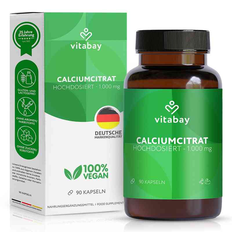 Calciumcitrat 1000 Mg Kalzium hochdosiert Kapseln 90 stk von Vitabay CV PZN 18236631