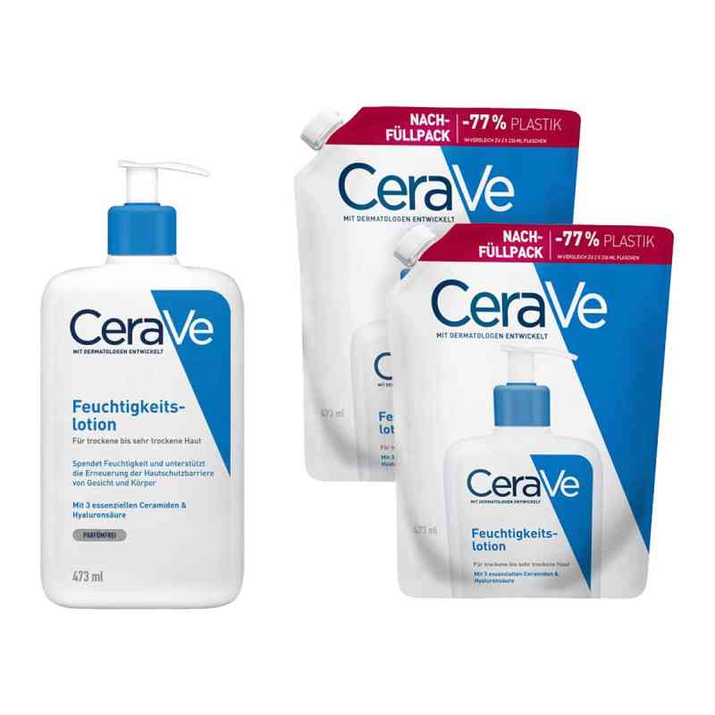Cerave Feuchtigkeitslotion + 2x Nachfüllpack 3x473 ml von  PZN 08105765