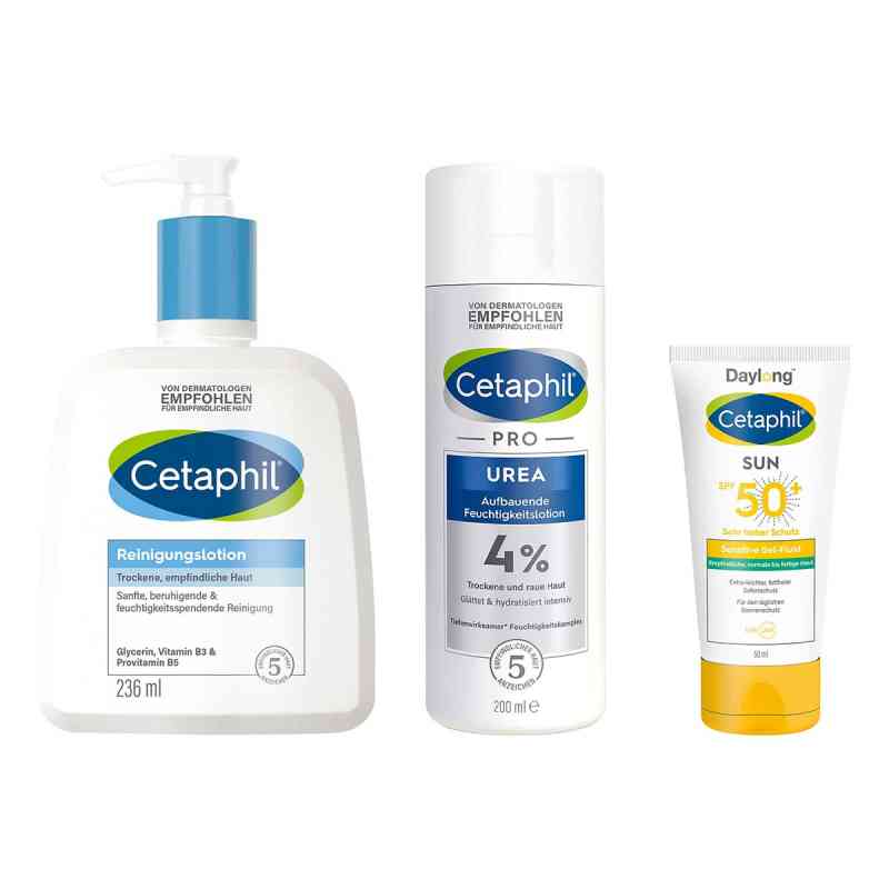 Cetaphil Pflegeset mit Urea: Reinigung, Pflege & UV-Schutz 1 Set von Galderma Laboratorium GmbH PZN 08105387