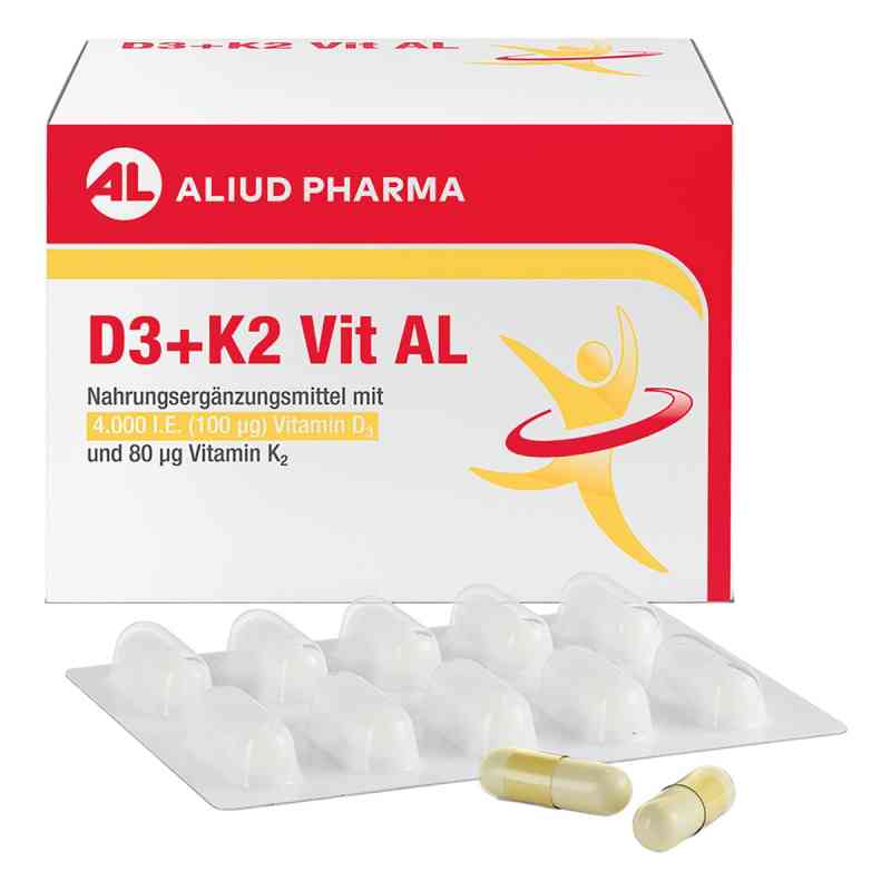 D3 + K2  Vit AL 2000 I.E. / 80 µg Kapseln für die Knochen 90 stk von ALIUD Pharma GmbH PZN 18231562