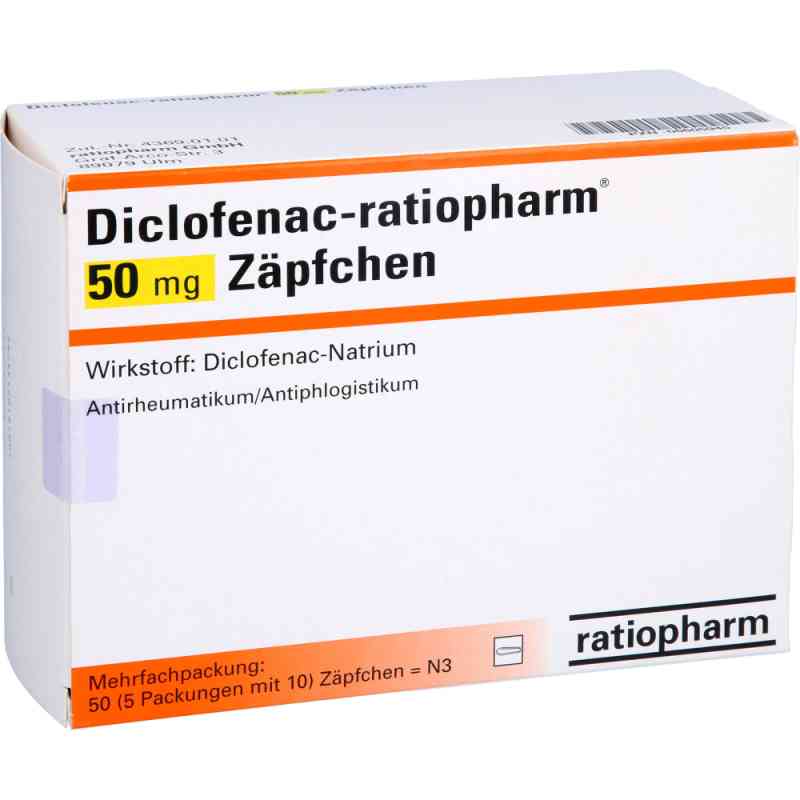 Diclofenac-ratiopharm 50 mg Zäpfchen 50 stk von ratiopharm GmbH PZN 06605945