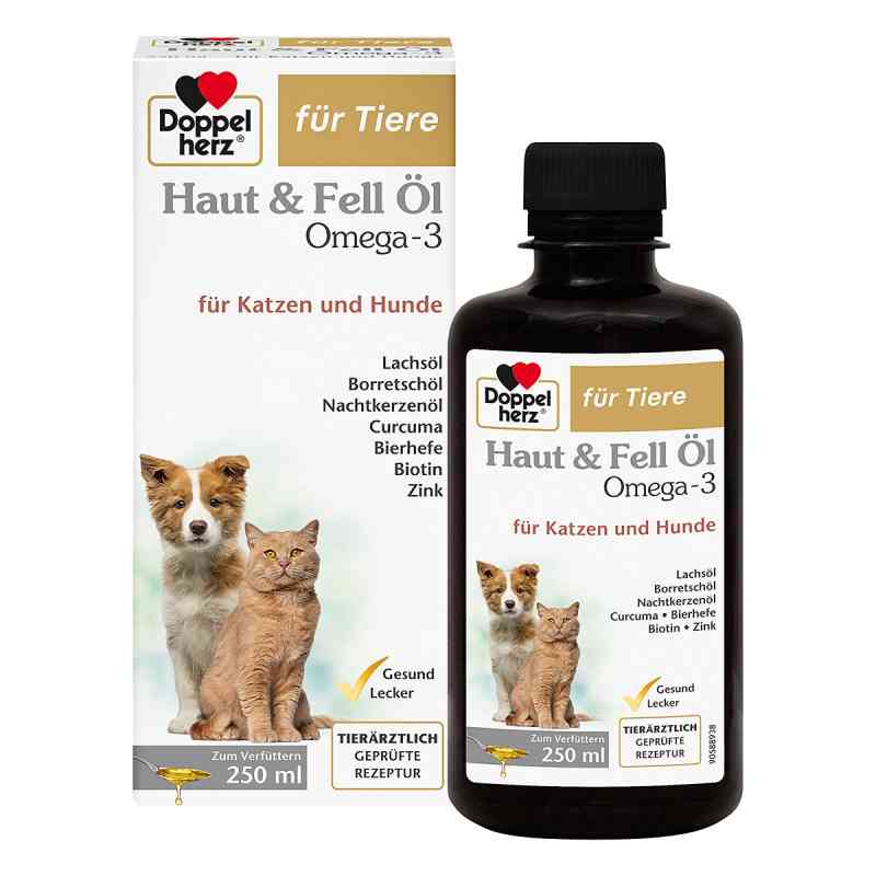 Doppelherz für Tiere Haut & Fell Öl Omega-3 für Katzen und Hunde 250 ml von Queisser Pharma GmbH & Co. KG PZN 17305548