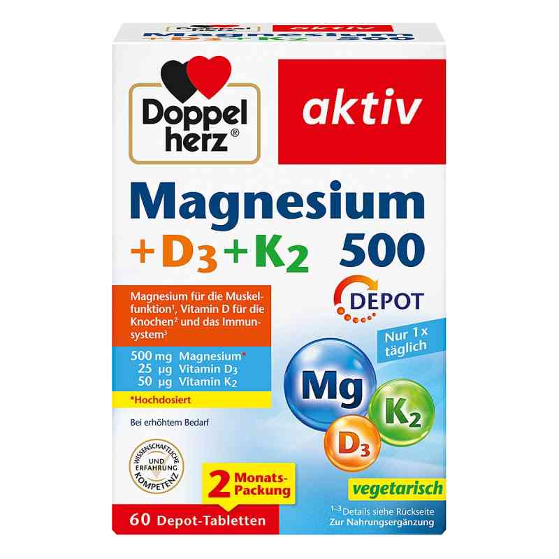 Doppelherz Magnesium 500+D3+K2 Depot Tabletten 60 stk von Queisser Pharma GmbH & Co. KG PZN 17620209