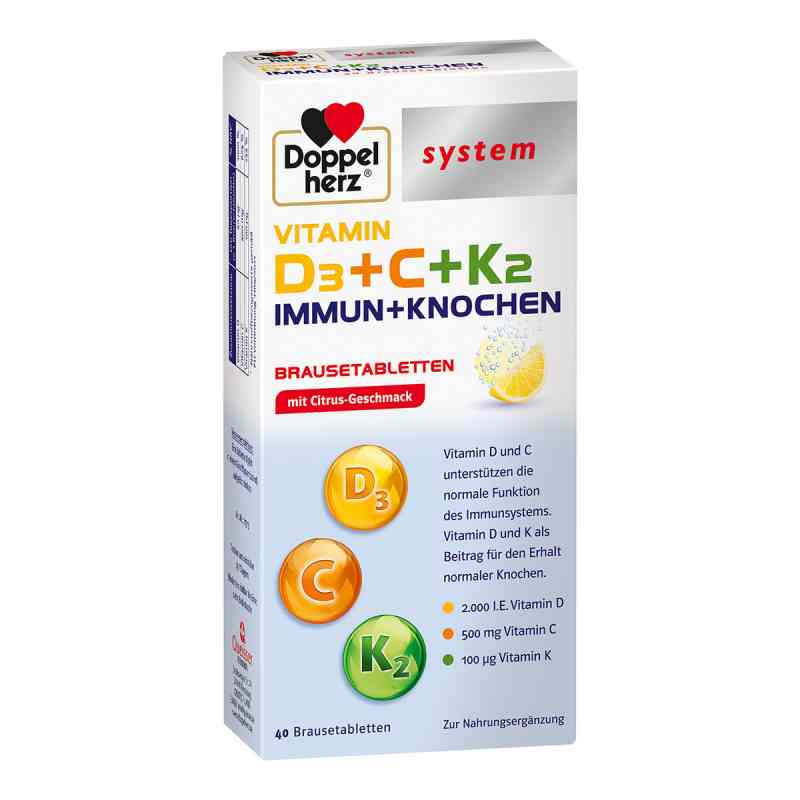 Doppelherz system Vitamin D3 + C + K2 Immun + Knochen 40 stk von Queisser Pharma GmbH & Co. KG PZN 16754899