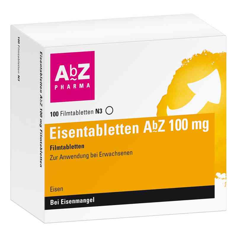 Eisentabletten AbZ 100mg zum Ausgleich eines Eisenmangels 100 stk von AbZ Pharma GmbH PZN 06683767