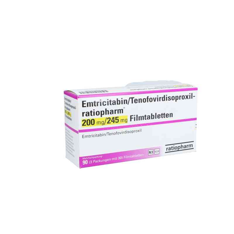Emtricitabin/tenofovir ratiopharm 200mg/245mg Fta 3X30 stk von ratiopharm GmbH PZN 12724430