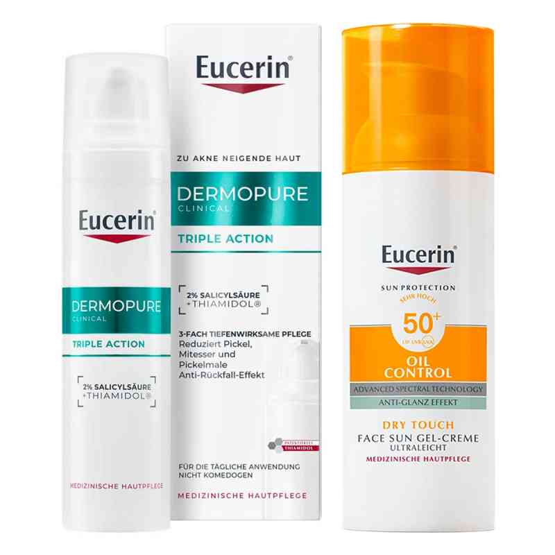 Eucerin Dermopure 3-Action Creme & Sun Oil Control Face LSF50+ 1 Set von  PZN 08108747