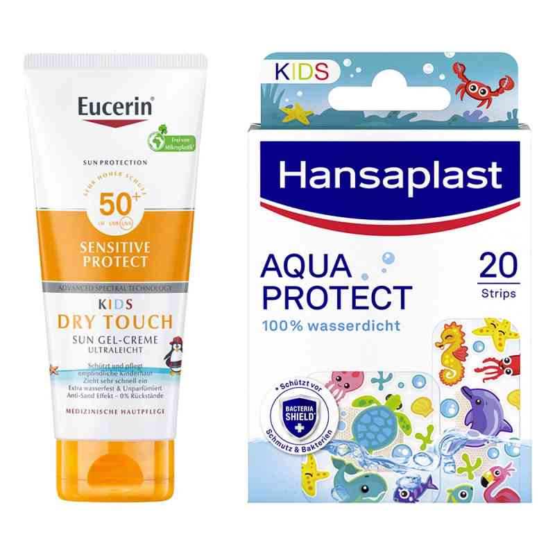 Eucerin Sun Kids Gel-creme Lsf 50+ & Hansaplast Kinderpflaster 1 Set von  PZN 08108752