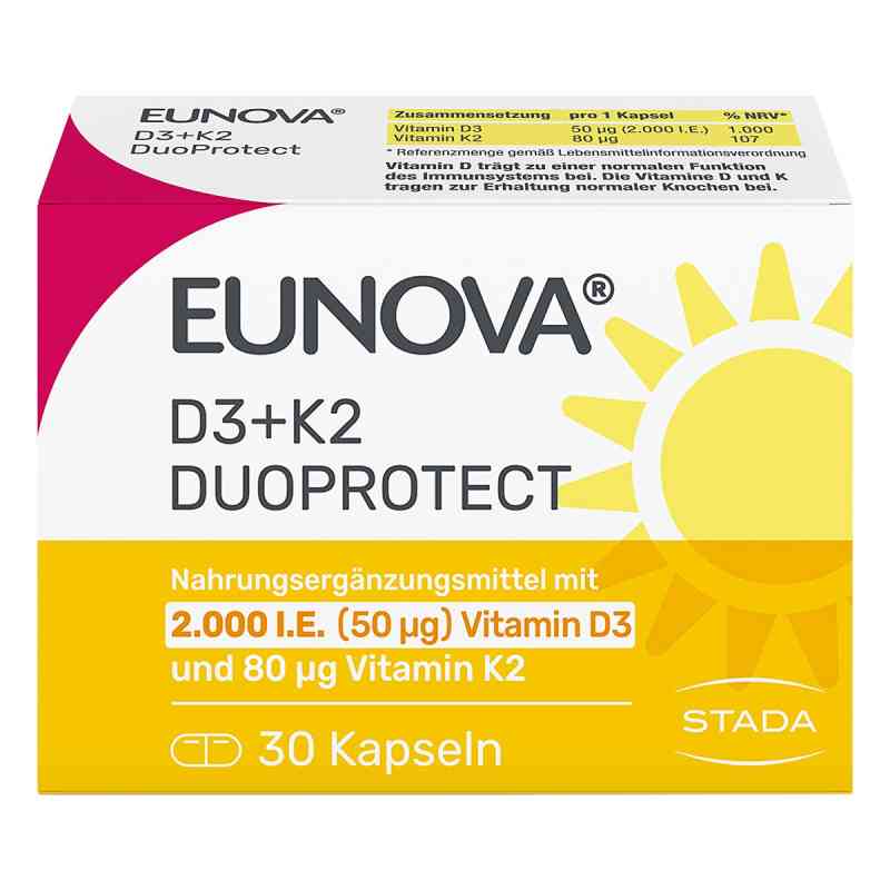 Eunova DuoProtect Vitamin D3+K2 2000IE/80UG 30 stk von STADA Consumer Health Deutschland GmbH PZN 14133532