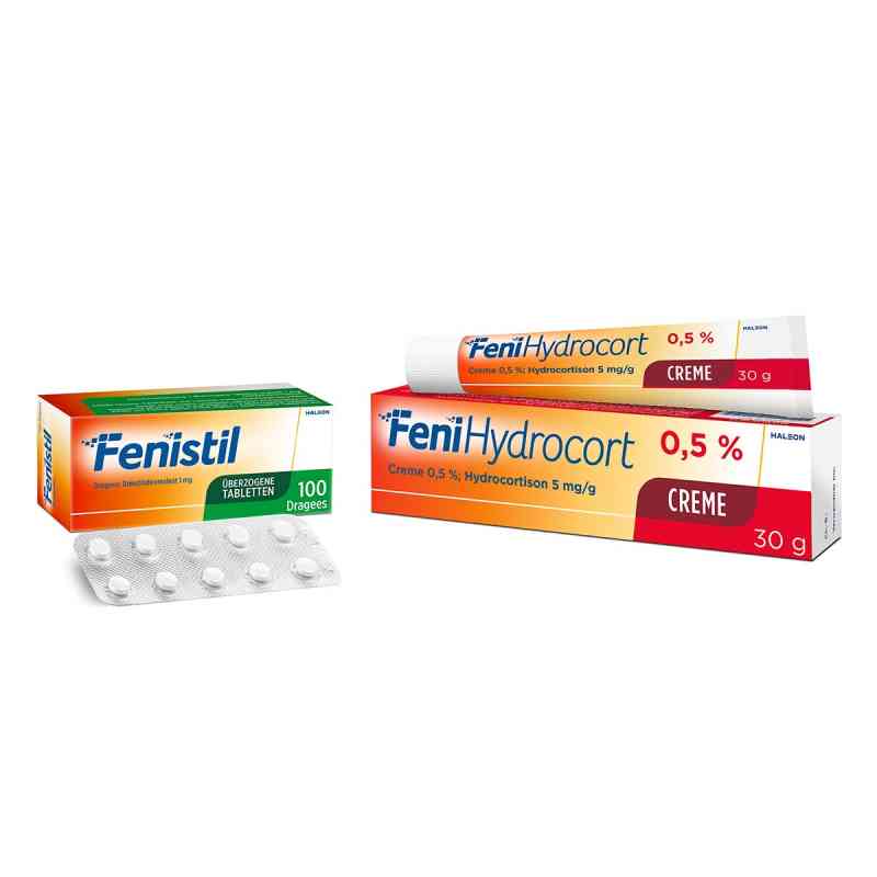 Fenistil Dragees 100 Stück + Fenihydrocort Creme 0,5 % 30 g 1 Set von Haleon Germany GmbH PZN 08104449