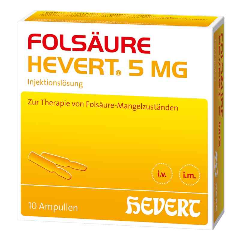 Folsäure Hevert 5 mg Ampullen 10 stk von Hevert-Arzneimittel GmbH & Co. K PZN 04375429