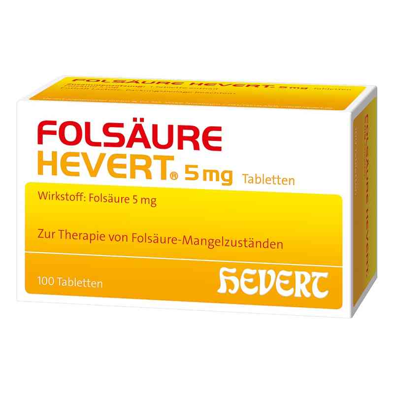 Folsäure Hevert 5 Mg Tabletten 100 stk von Hevert-Arzneimittel GmbH & Co. KG PZN 18293103