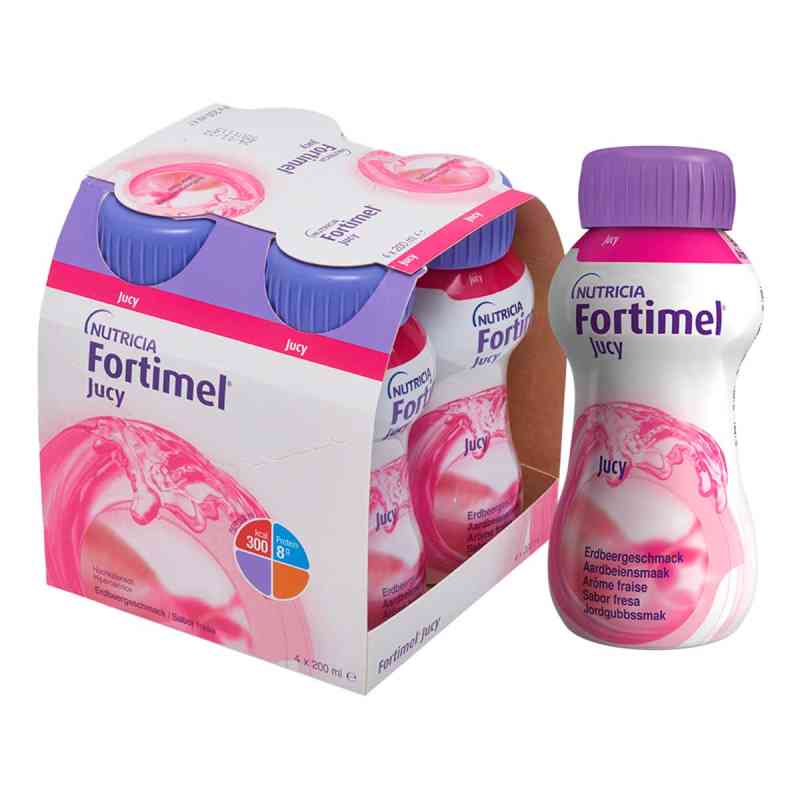 Fortimel Jucy Erdbeergeschmack 4X200 ml von Danone Deutschland GmbH PZN 01125011