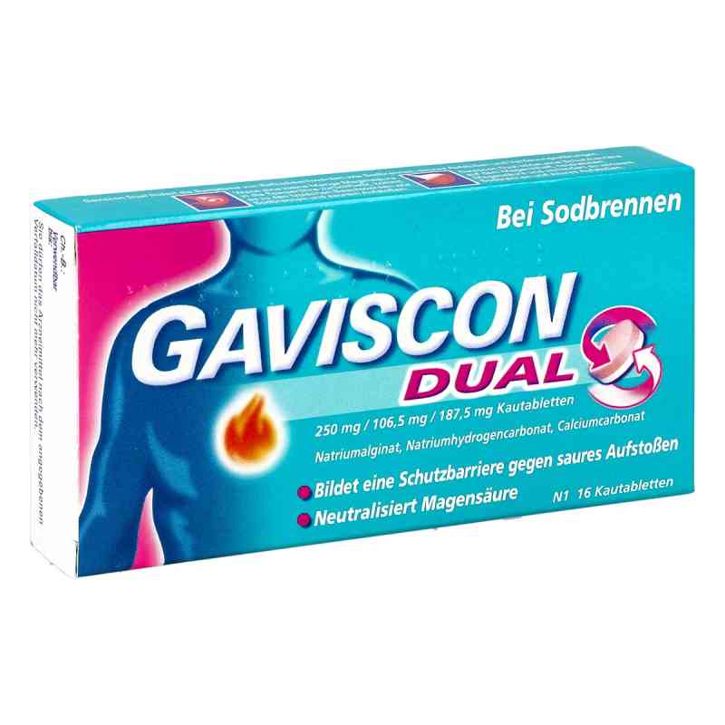 GAVISCON Dual Kautabletten mit Zweifachwirkung gegen Sodbrennen 16 stk von Reckitt Benckiser Deutschland GmbH PZN 04363716