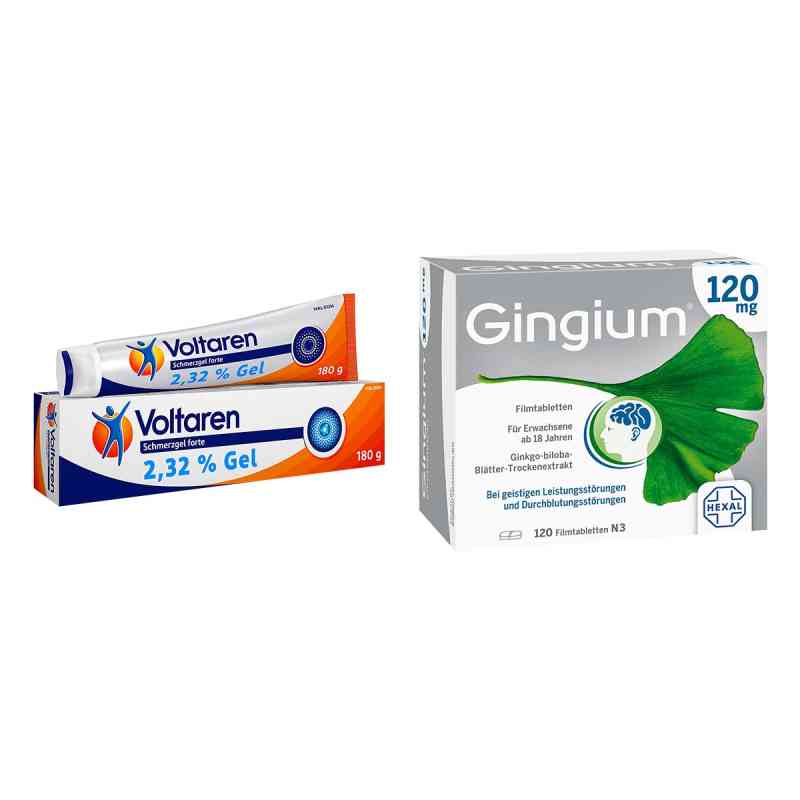 Gingium 120 mg Fta 120 stk + Voltaren Schmerzgel forte 180 g 1 Set von  PZN 08102996