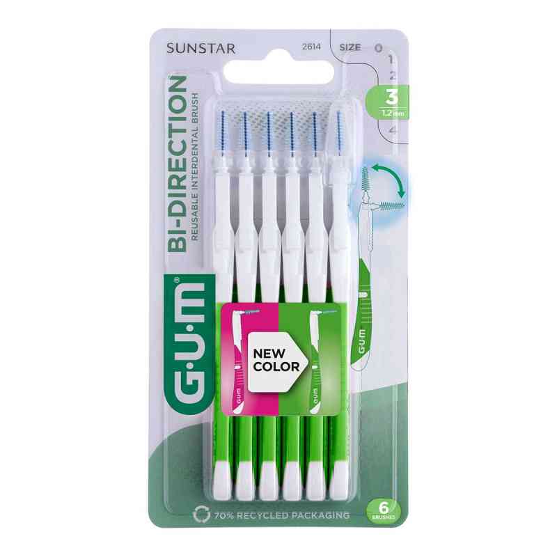 Gum Bi-Direction Interdentalbürsten 1,2 mm grün 6 stk von Sunstar Deutschland GmbH PZN 20599476