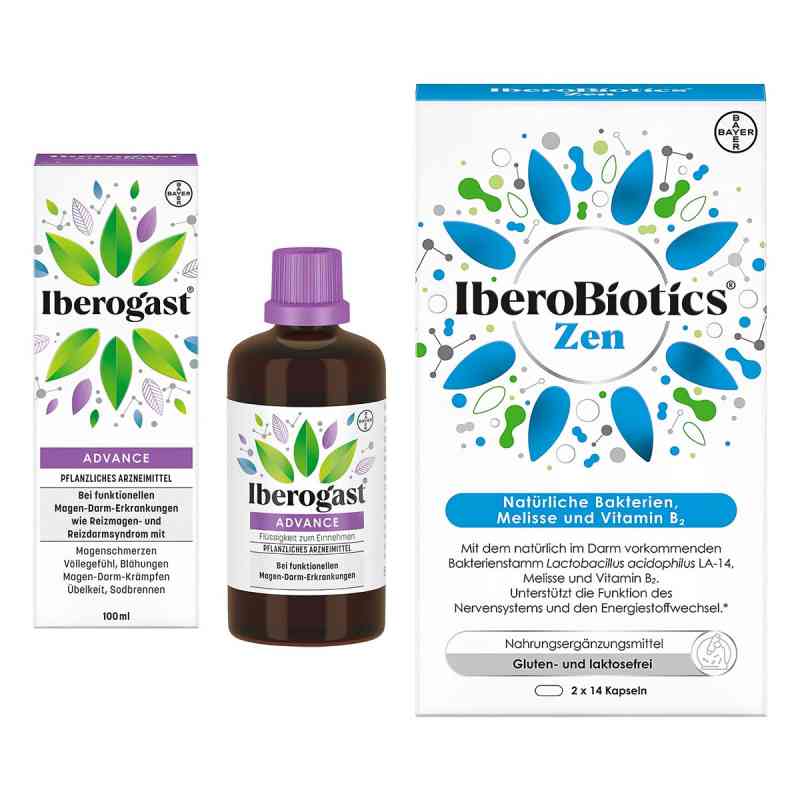 Iberogast Advance 100 ml + Iberobiotics Zen Kapseln 2x14 Stück 1 Pck von Bayer Vital GmbH PZN 08102790