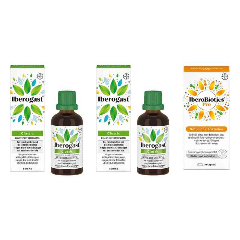 Iberogast Classic 2x50 ml + Iberobiotics Pro Kapseln 30 Stück 1 Pck von Bayer Vital GmbH PZN 08102841