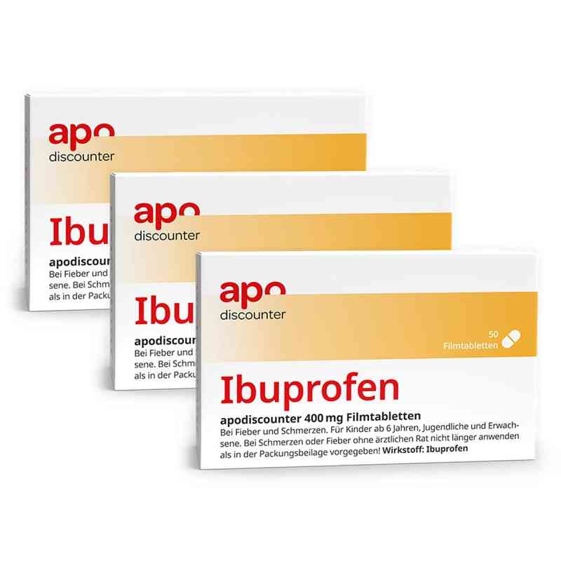 Ibuprofen 400 mg Schmerztabletten von apodiscounter 3x50 stk von Fairmed Healthcare GmbH PZN 08102765