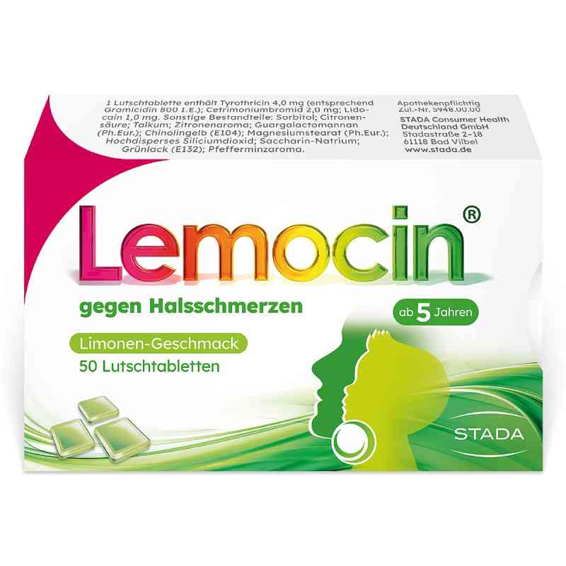 Lemocin gegen Halsschmerzen Limettengeschmack ab 5 Jahren 50 stk von STADA Consumer Health Deutschland GmbH PZN 12397161