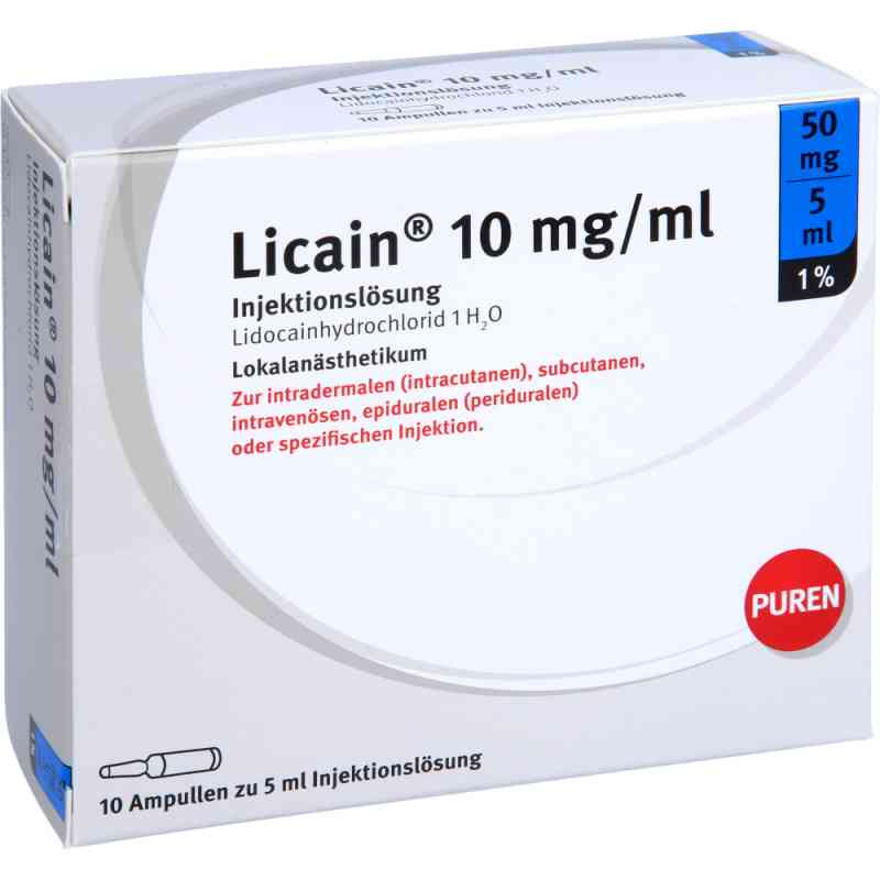 Licain 1% 10 mg/ml iniecto lsg.50mg/5ml Glasampulle 10X5 ml von PUREN Pharma GmbH & Co. KG PZN 11355918