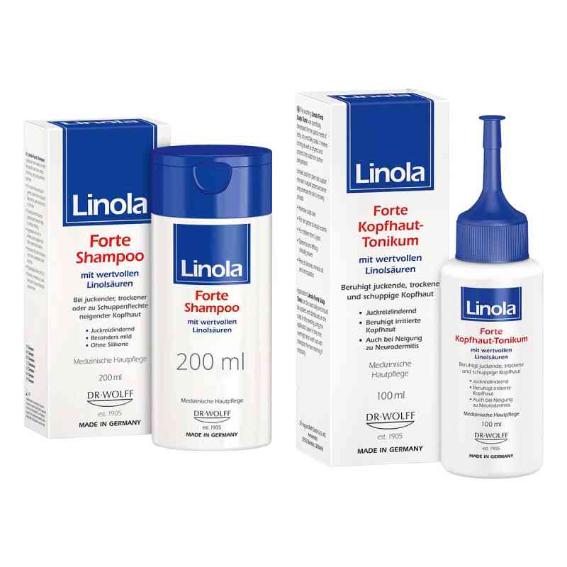 Linola Forte: Shampoo (200 ml) und Kopfhaut-Tonikum (100ml) 1 Set von Dr. August Wolff GmbH & Co.KG Arzneimittel PZN 08106484