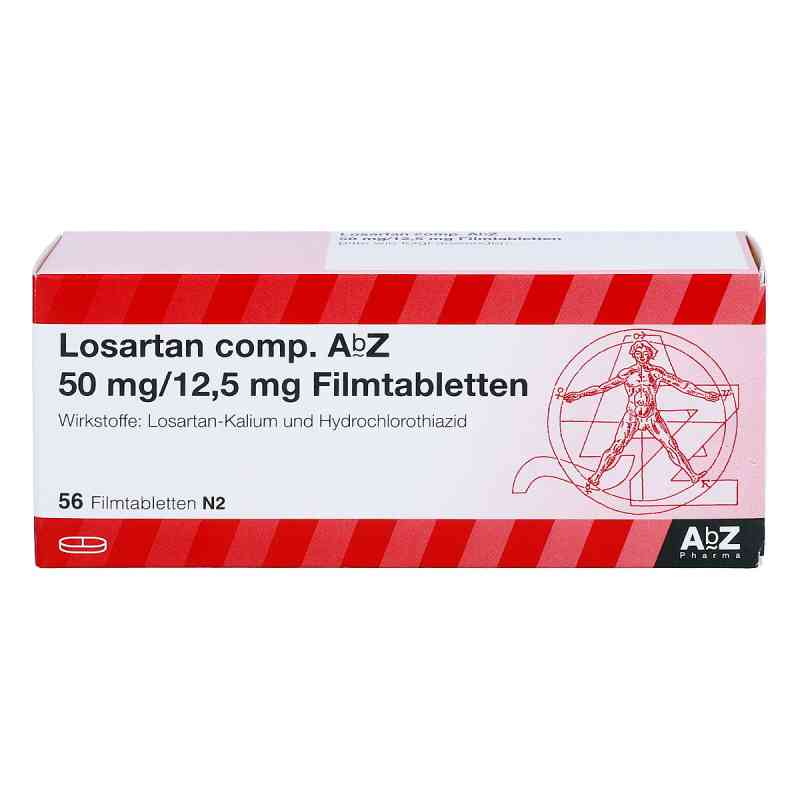 Losartan compositus Abz 50/12,5 mg Filmtabletten 56 stk von AbZ Pharma GmbH PZN 03455474