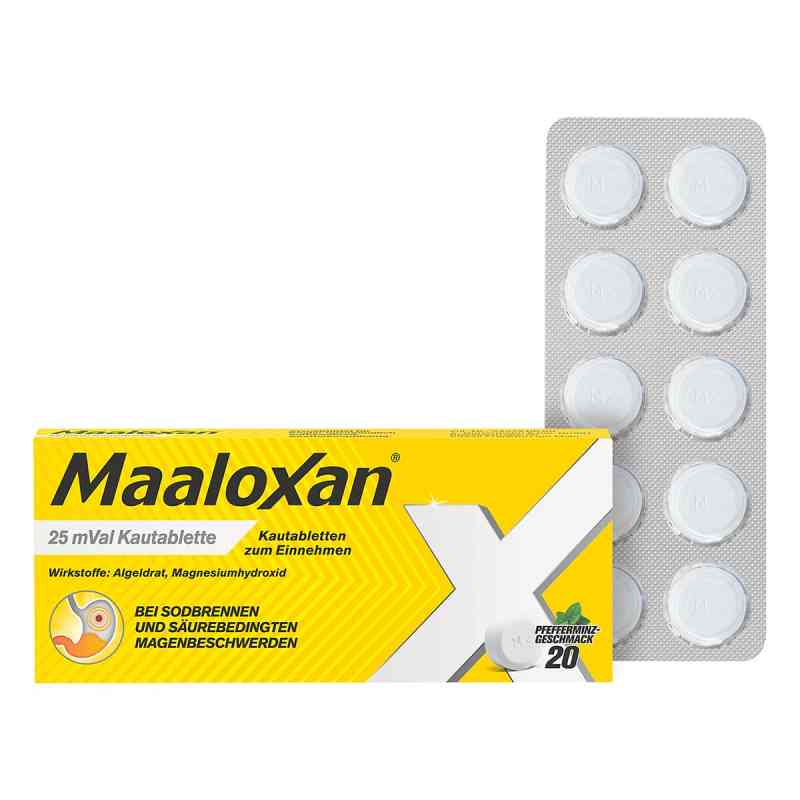 MAALOXAN Kautabletten bei Sodbrennen mit Magenschmerzen 20 stk von A. Nattermann & Cie GmbH PZN 01423582