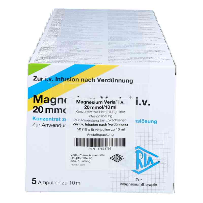 Magnesium Verla i.v. 20 mmol/10 ml 50 stk von Verla-Pharm Arzneimittel GmbH & Co. KG PZN 17638793