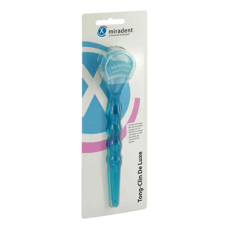 Miradent Zungenreiniger Tong‐Clin De Luxe blau transparent 1 stk von Hager Pharma GmbH PZN 02172567